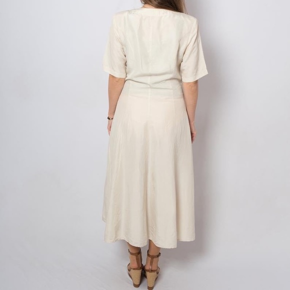 Vintage ITALIAN Pure Silk Button front midi dress - Picture 3 of 4